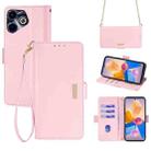 For Infinix Hot 40i 4G Crossbody Chain Leather Phone Case(Pink) - 1