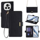 For Honor Magic6 Pro Crossbody Chain Leather Phone Case(Black) - 1