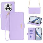 For Honor Magic6 Pro Crossbody Chain Leather Phone Case(Purple) - 1