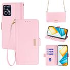 For Honor 90 GT Crossbody Chain Leather Phone Case(Pink) - 1
