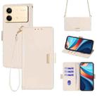 For Xiaomi Redmi Note 13R Pro 5G Crossbody Chain Leather Phone Case(White) - 1