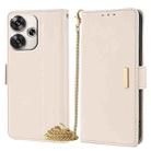 For Xiaomi Redmi Turbo 3 5G Crossbody Chain Leather Phone Case(White) - 1