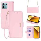 For Xiaomi Redmi Note 13 4G Crossbody Chain Leather Phone Case(Pink) - 1