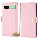 For Google Pixel 8a Crossbody Chain Leather Phone Case(Pink) - 1