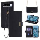 For Google Pixel 8 Pro Crossbody Chain Leather Phone Case(Black) - 1