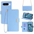 For Google Pixel 8 Pro Crossbody Chain Leather Phone Case(Blue) - 1