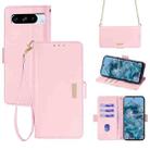 For Google Pixel 8 Pro Crossbody Chain Leather Phone Case(Pink) - 1