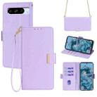 For Google Pixel 8 Pro Crossbody Chain Leather Phone Case(Purple) - 1