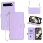 For Google Pixel 7 Pro Crossbody Chain Leather Phone Case(Purple) - 1