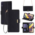 For LG K22 Crossbody Chain Leather Phone Case(Black) - 1