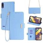 For LG K22 Crossbody Chain Leather Phone Case(Blue) - 1