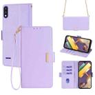 For LG K22 Crossbody Chain Leather Phone Case(Purple) - 1