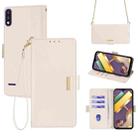 For LG K22 Crossbody Chain Leather Phone Case(White) - 1
