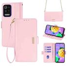 For LG K52 Crossbody Chain Leather Phone Case(Pink) - 1