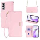 For OnePlus Ace 3V 5G Crossbody Chain Leather Phone Case(Pink) - 1