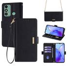 For ZTE Blade A53 4G Crossbody Chain Leather Phone Case(Black) - 1