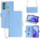 For ZTE Blade A53 4G Crossbody Chain Leather Phone Case(Blue) - 1