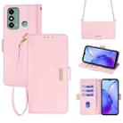For ZTE Blade A53 4G Crossbody Chain Leather Phone Case(Pink) - 1