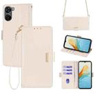 For ZTE Axon 40 Lite 4G Crossbody Chain Leather Phone Case(White) - 1