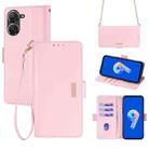 For ASUS Zenfone 9 / 9Z Crossbody Chain Leather Phone Case(Pink) - 1