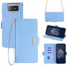 For ASUS Zenfone 8 Flip ZS672KS Crossbody Chain Leather Phone Case(Blue) - 1
