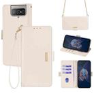 For ASUS Zenfone 8 Flip ZS672KS Crossbody Chain Leather Phone Case(White) - 1