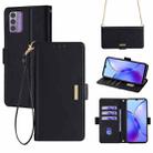 For Nokia G42 4G Crossbody Chain Leather Phone Case(Black) - 1