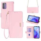 For Nokia G42 4G Crossbody Chain Leather Phone Case(Pink) - 1