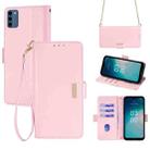 For Nokia C300 4G US Crossbody Chain Leather Phone Case(Pink) - 1