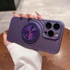 For iPhone 15 Pro Wave Texture PC Shockproof Phone Case with Holder(Purple) - 1