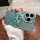 For iPhone 14 Pro Wave Texture PC Shockproof Phone Case with Holder(Cyan) - 1