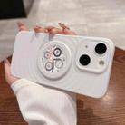 For iPhone 14 Wave Texture PC Shockproof Phone Case with Holder(White) - 1