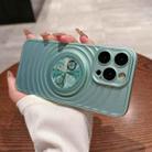 For iPhone 13 Pro Wave Texture PC Shockproof Phone Case with Holder(Cyan) - 1