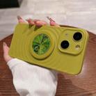 For iPhone 13 Wave Texture PC Shockproof Phone Case with Holder(Avocado Green) - 1