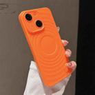 For iPhone 15 Wave Texture PC Shockproof Phone Case(Orange) - 1