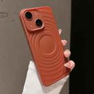 For iPhone 14 Wave Texture PC Shockproof Phone Case(Maroon Red) - 1