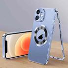For iPhone 12 Magnetic HD Tempered Glass Phone Case(Sierra Blue) - 1