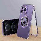 For iPhone 12 Pro Magnetic HD Tempered Glass Phone Case(Purple) - 1