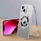 For iPhone 13 Magnetic HD Tempered Glass Phone Case(Silver) - 1