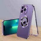 For iPhone 13 Pro Max Magnetic HD Tempered Glass Phone Case(Purple) - 1