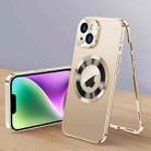 For iPhone 14 Magnetic HD Tempered Glass Phone Case(Gold) - 1