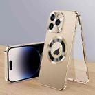 For iPhone 14 Pro Max Magnetic HD Tempered Glass Phone Case(Gold) - 1