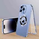 For iPhone 14 Pro Max Magnetic HD Tempered Glass Phone Case(Sierra Blue) - 1