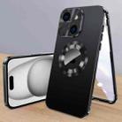 For iPhone 15 Magnetic HD Tempered Glass Phone Case(Black) - 1