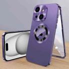 For iPhone 15 Magnetic HD Tempered Glass Phone Case(Purple) - 1