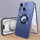 For iPhone 15 Plus Magnetic HD Tempered Glass Phone Case(Dark Blue) - 1