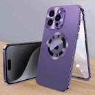 For iPhone 15 Pro Magnetic HD Tempered Glass Phone Case(Purple) - 1