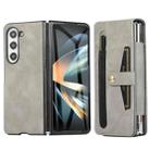 For Samsung Galaxy Z Fold5 5G PC Foldable Shockproof Leather Phone Case with Stylus(Grey) - 1