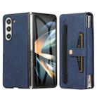 For Samsung Galaxy Z Fold5 5G PC Foldable Shockproof Leather Phone Case with Stylus(Blue) - 1