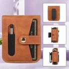 For Samsung Galaxy Z Flip5 5G PC Foldable Shockproof Leather Phone Case with Stylus(Brown) - 1